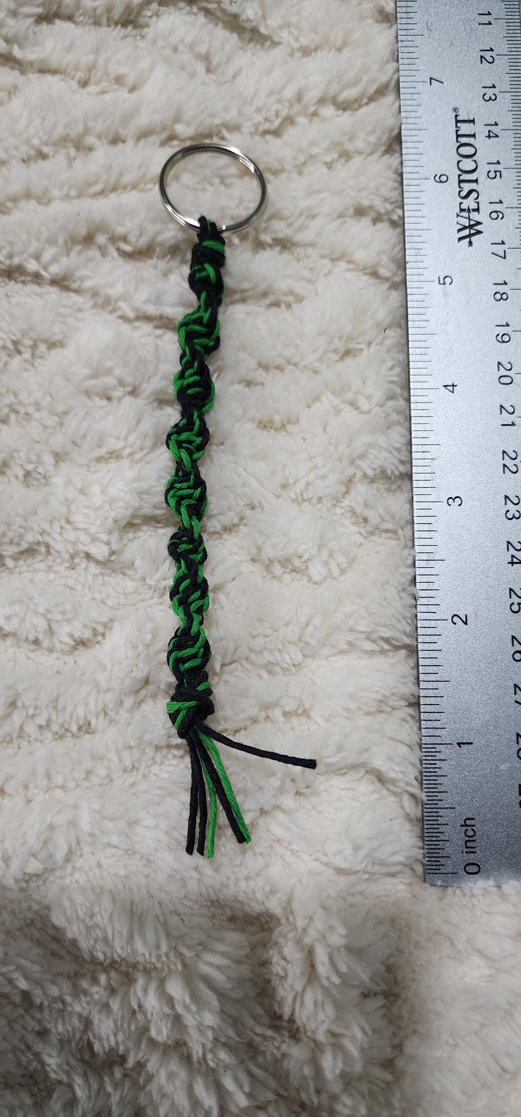 Handmade Green and Black Hemp Keychain