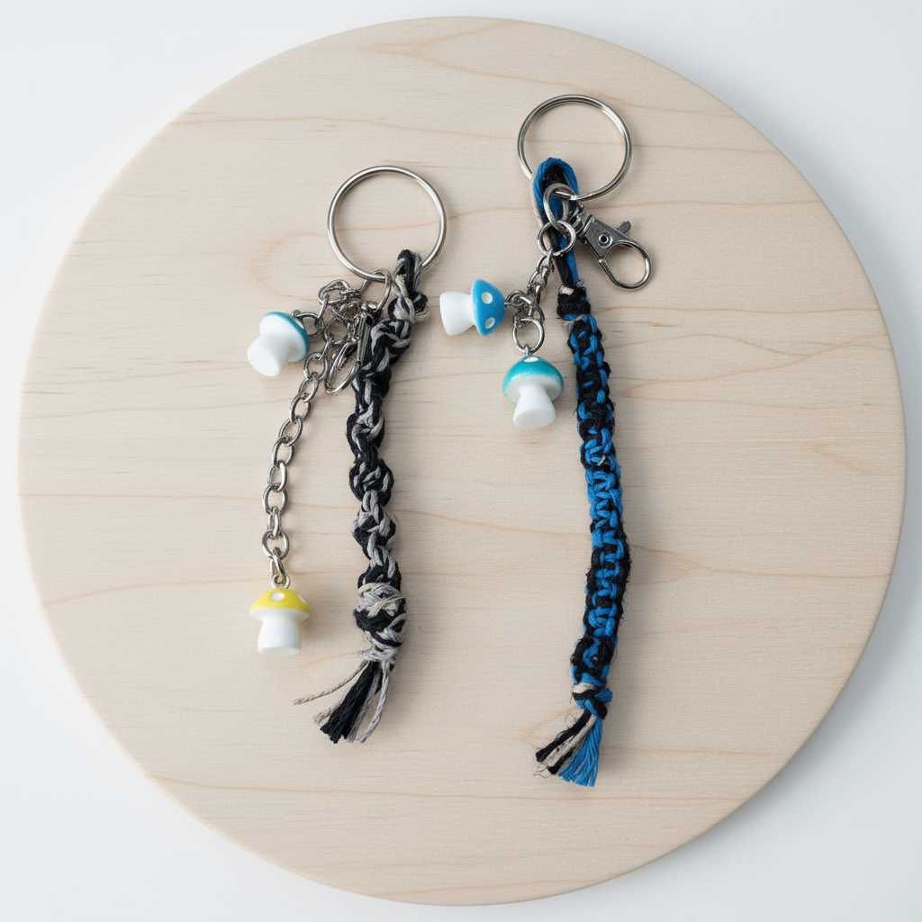 Handmade Hemp Keychain – Boho Beaded Keychain, Eco-Friendly Handmade Keyring, Everyday Accessory