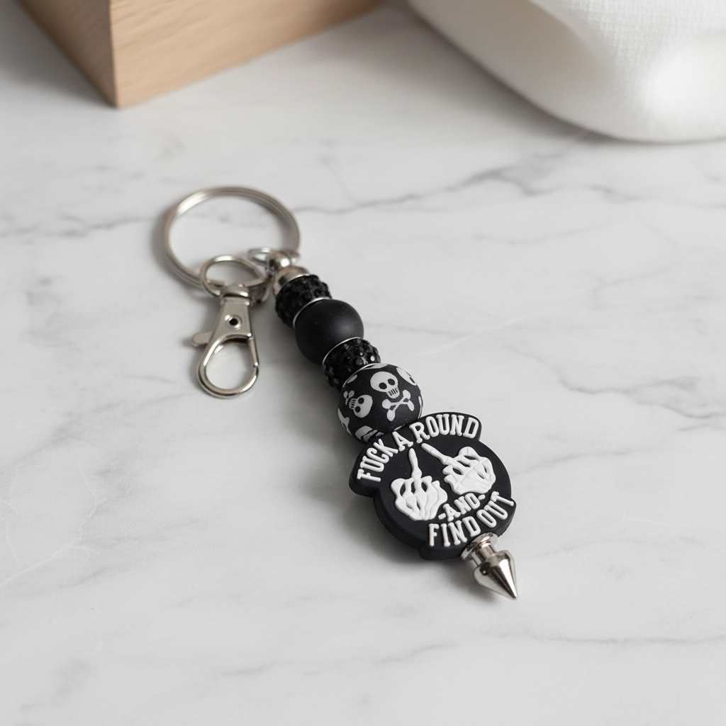 F*ck Around And Find Out Beaded Keychain
