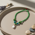 Handmade Green Hemp Necklace: Drink Me Glass Bead