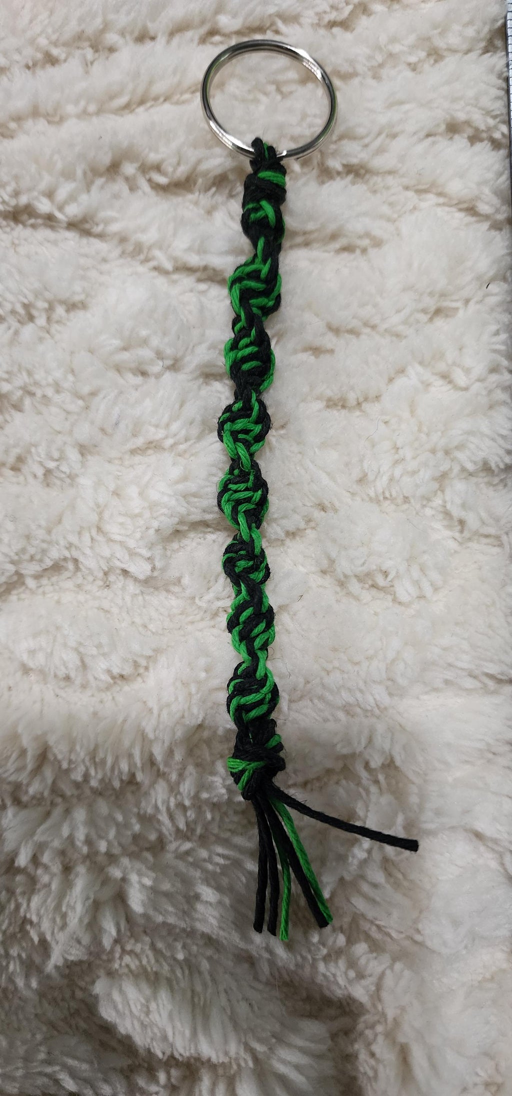 Handmade Green and Black Hemp Keychain