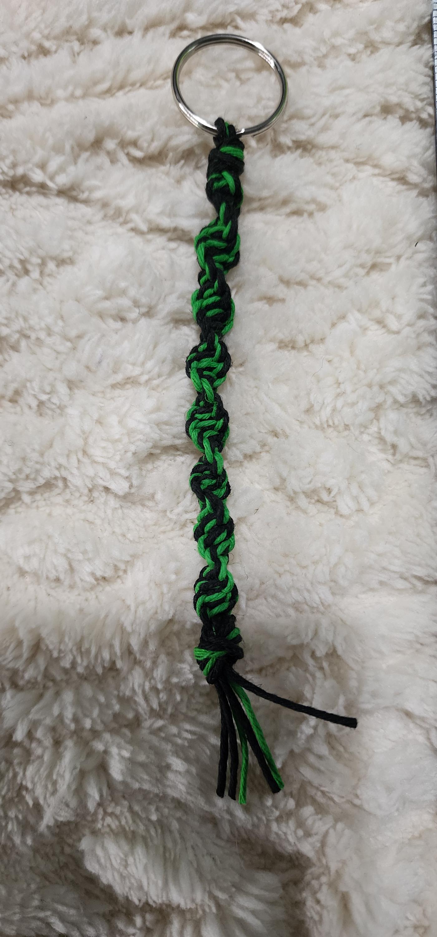Handmade Green and Black Hemp Keychain