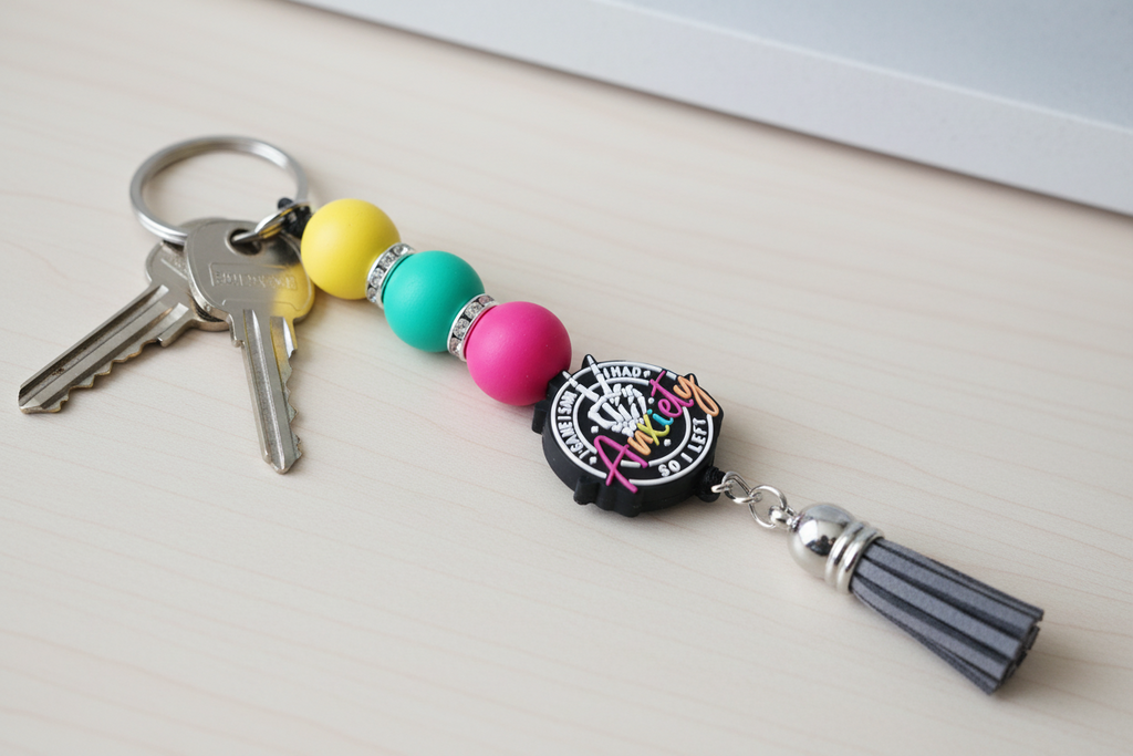 Anxiety Keychain – “I Came, I Saw, I Had Anxiety” Funny Quote Keyring, Stress Relief Gift for Men & Women, Relatable Humor Accessory