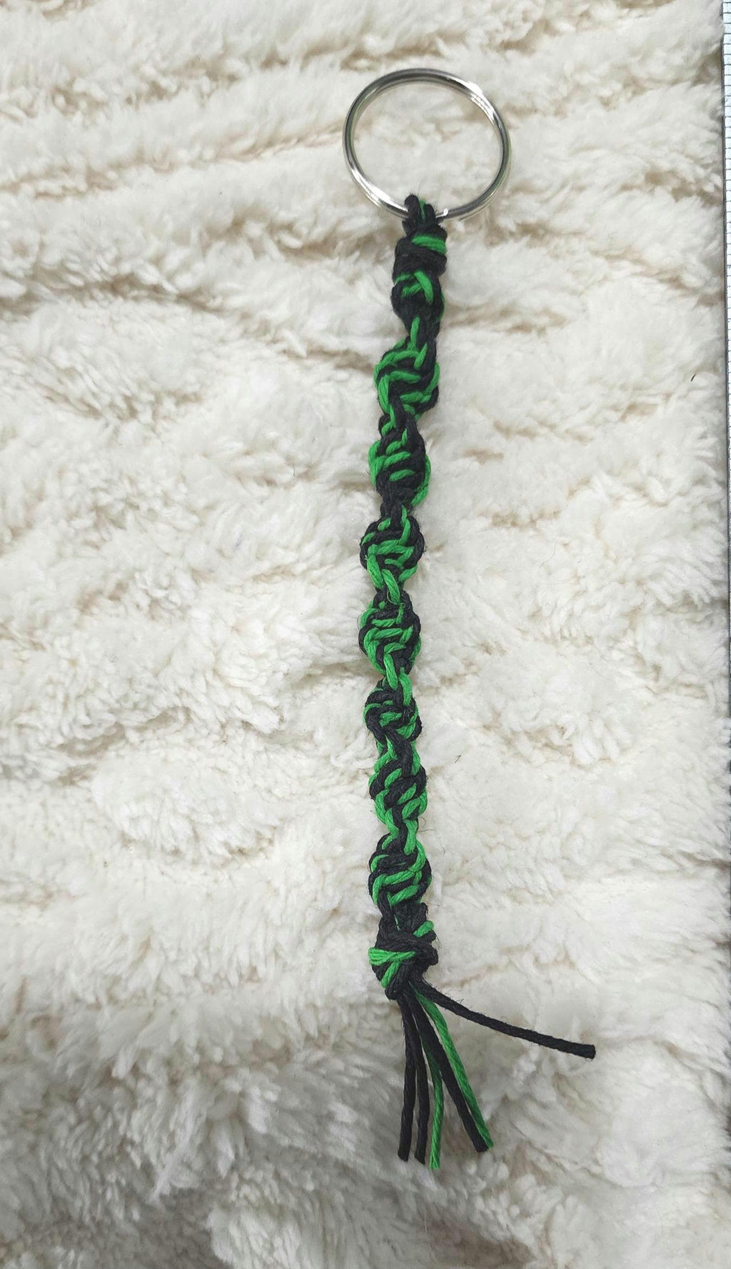 Handmade Green and Black Hemp Keychain