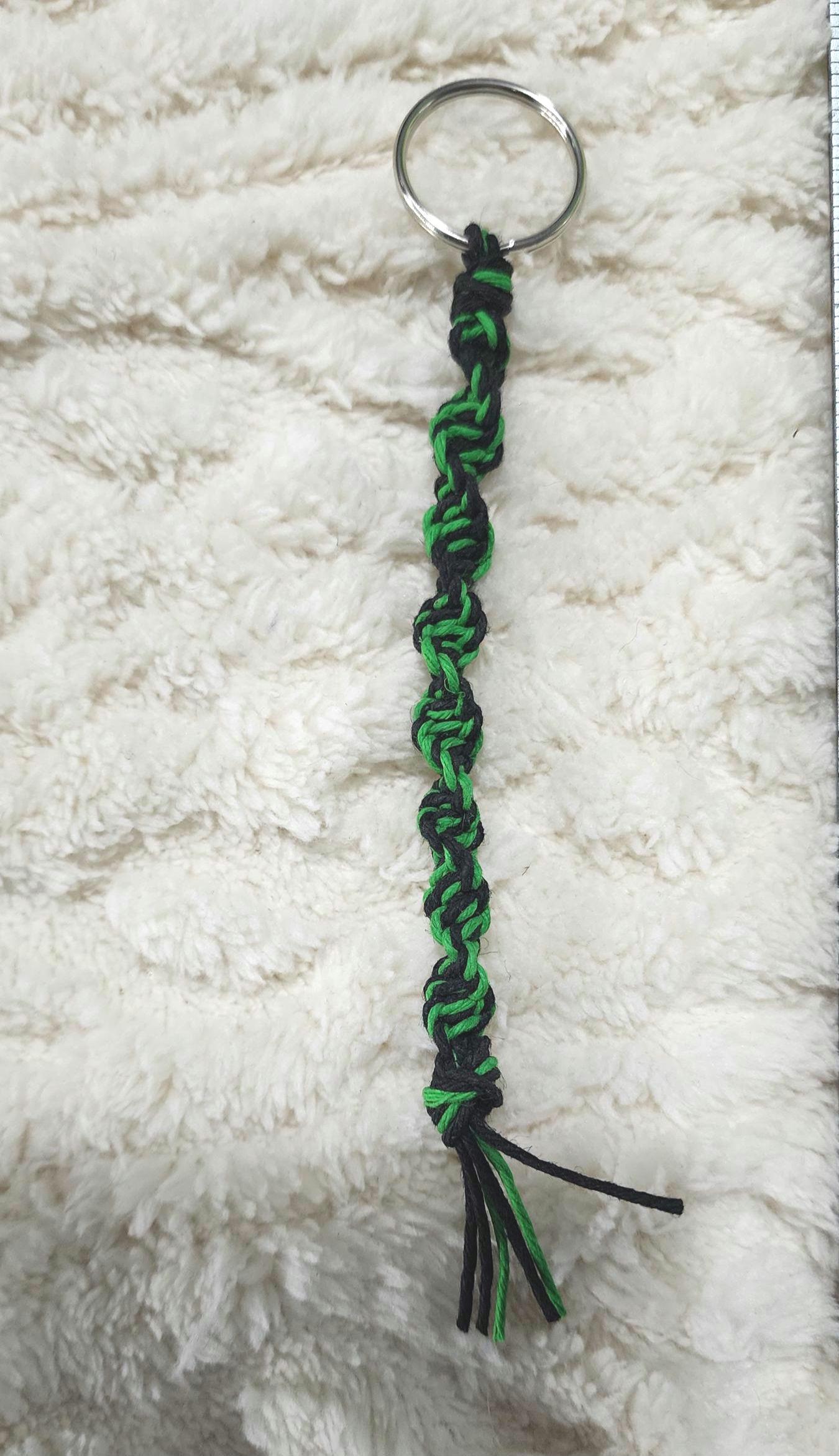 Handmade Green and Black Hemp Keychain