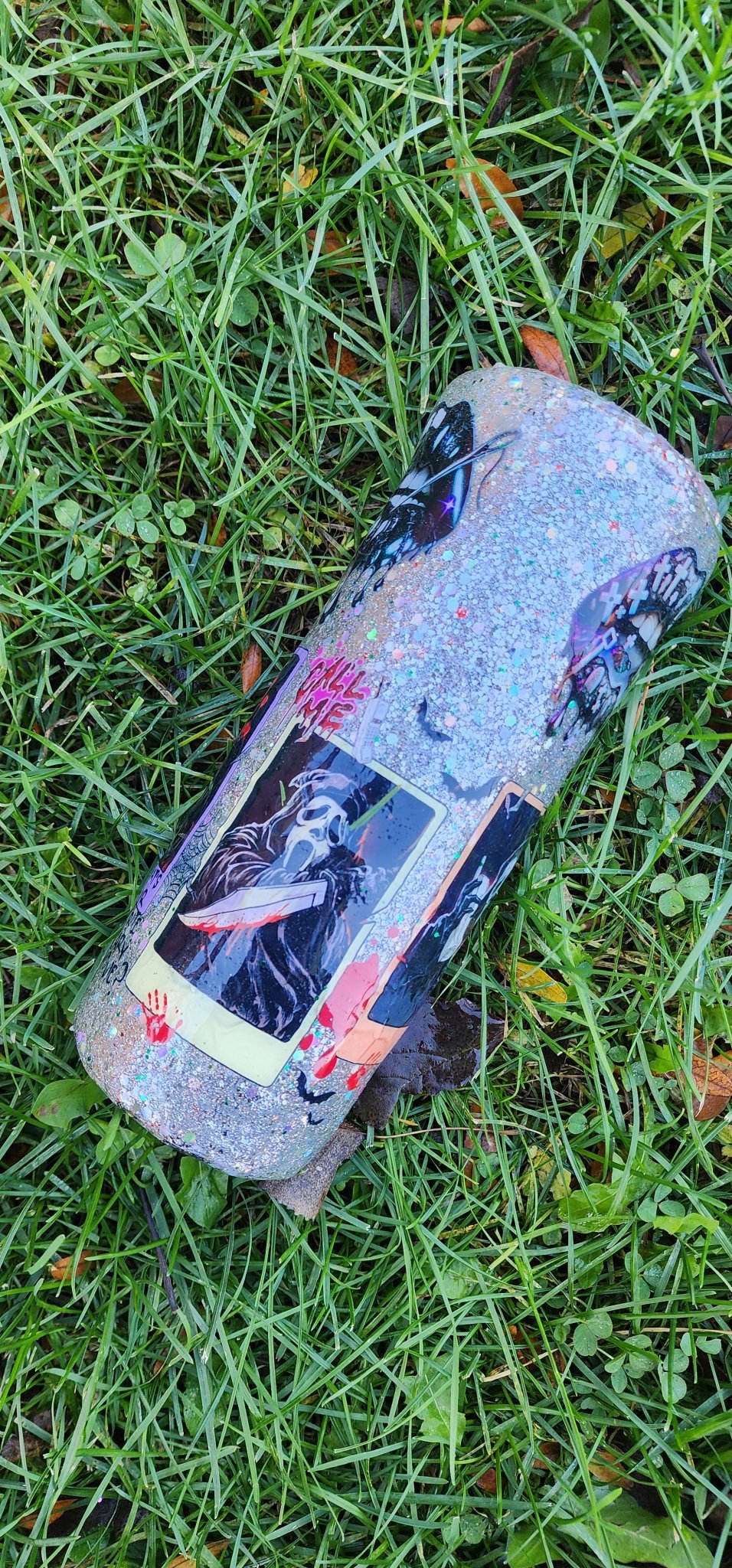 Scream - Inspired Ghost Face Epoxy Tumbler | Glitter Horror Cup for Spooky Vibes - Hempin Mayhem