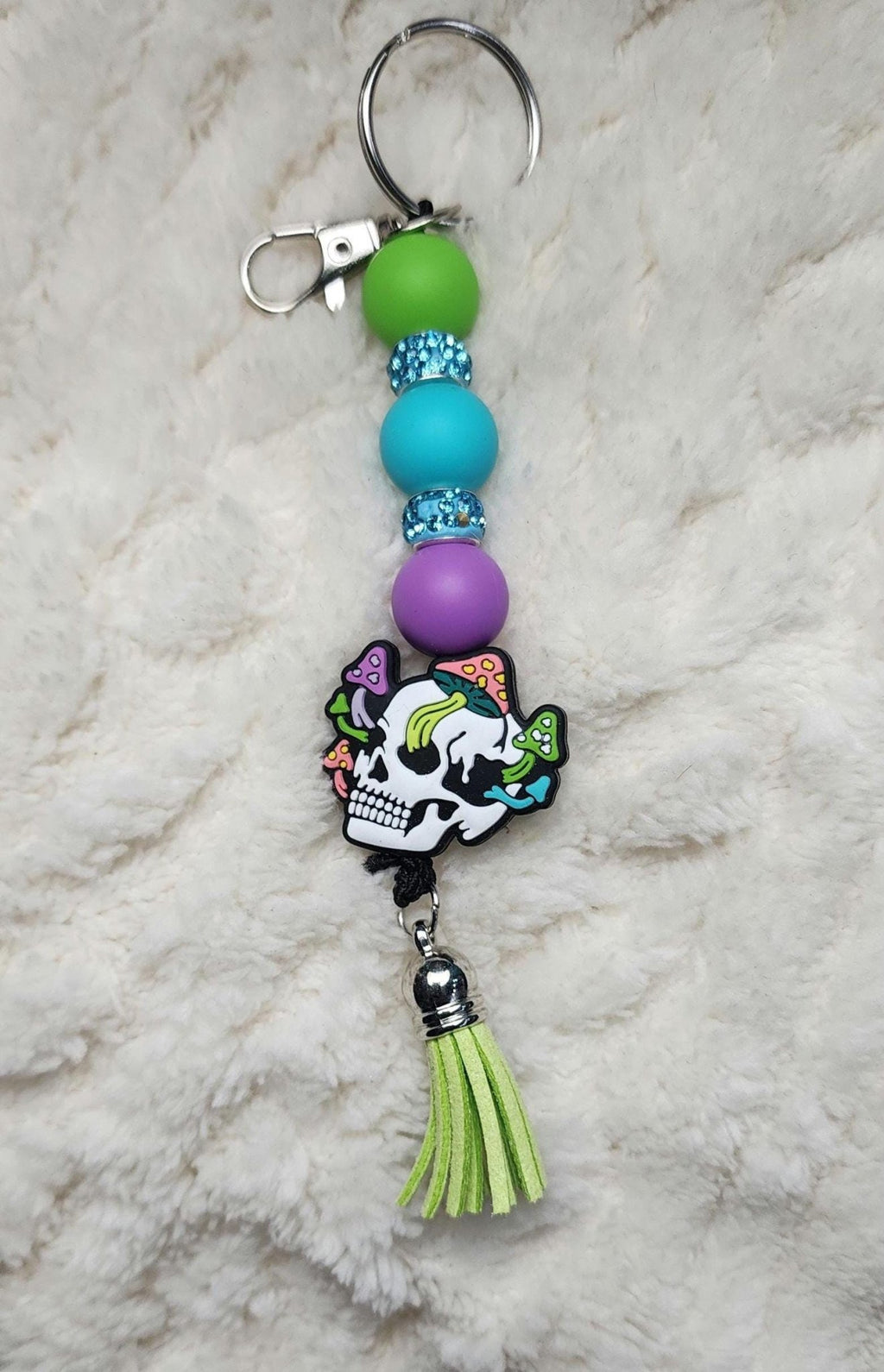 Skull Mushroom Beaded Keychain, Pen & Sticker Gift Set - Hempin Mayhem