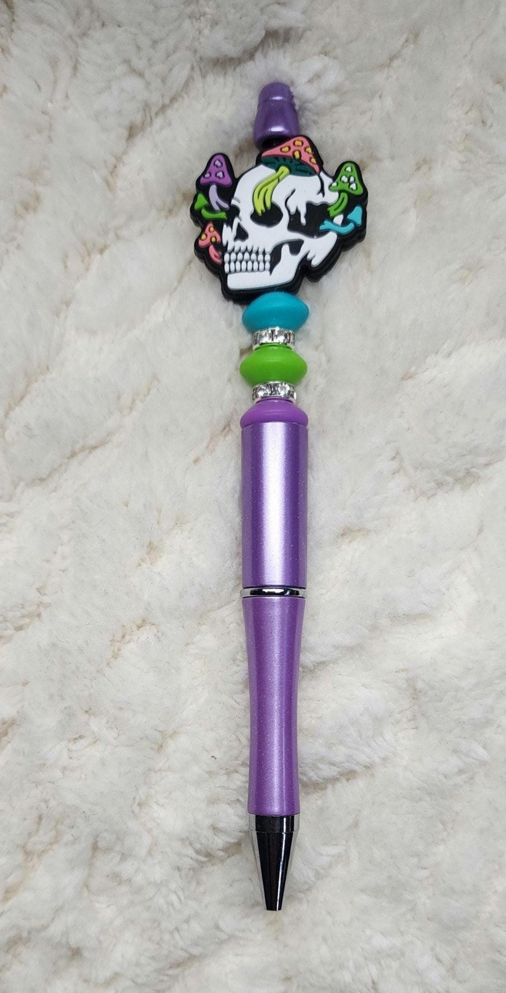 Skull Mushroom Beaded Keychain, Pen & Sticker Gift Set - Hempin Mayhem