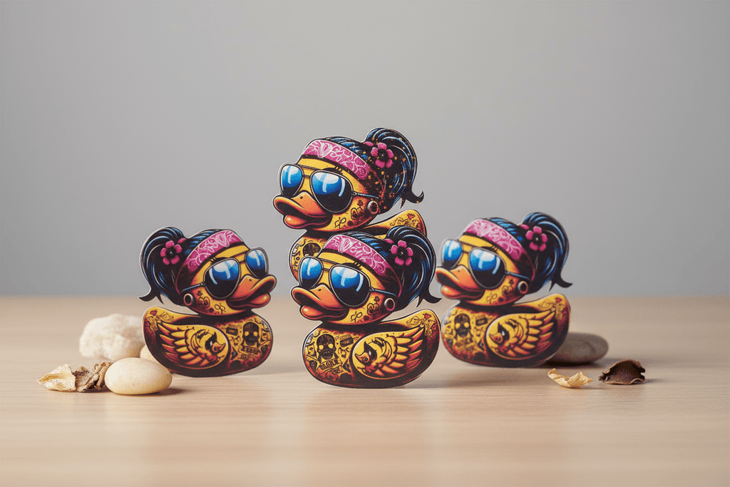 Tattooed Rubber Duck Sticker: Edgy Waterproof Vinyl Decal - Hempin Mayhem