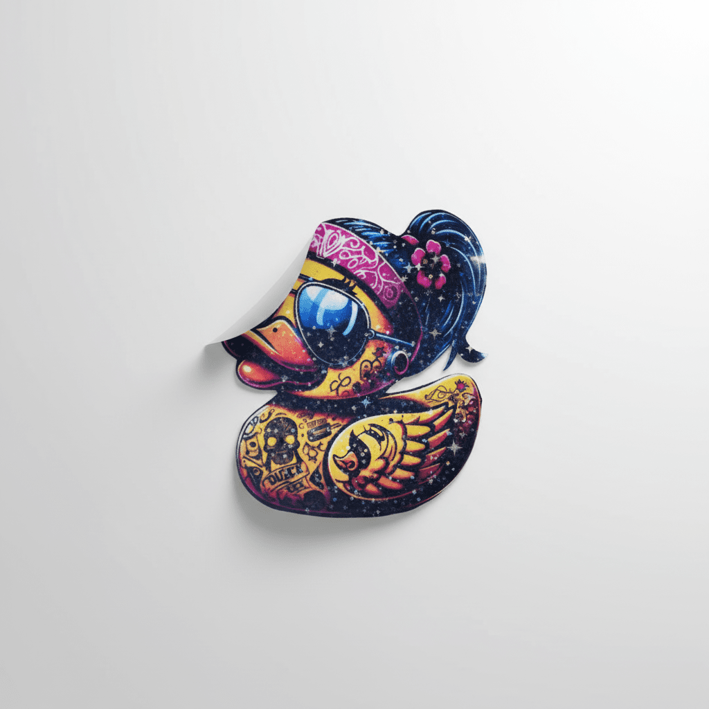 Tattooed Rubber Duck Sticker: Edgy Waterproof Vinyl Decal - Hempin Mayhem