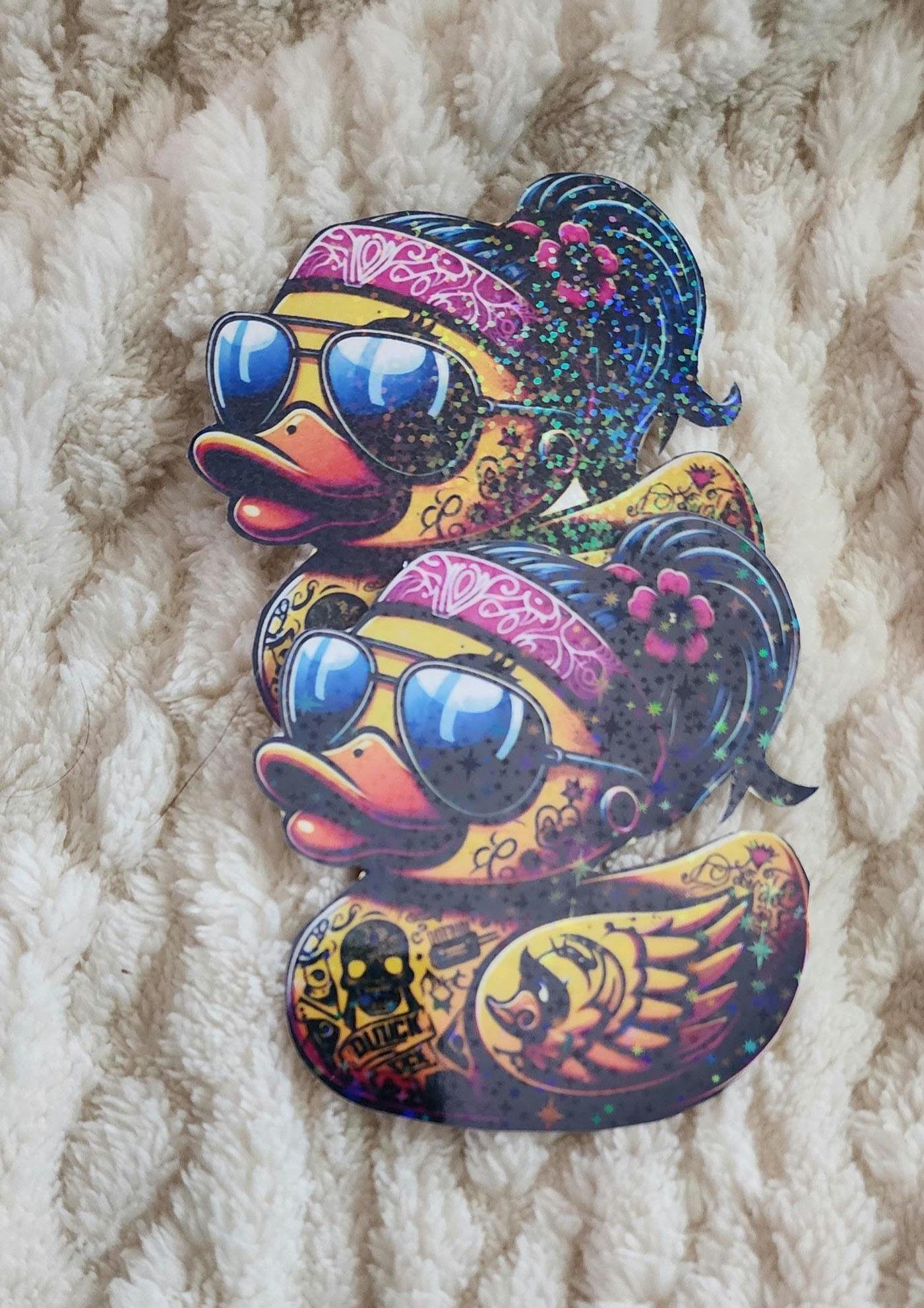 Tattooed Rubber Duck Sticker: Edgy Waterproof Vinyl Decal - Hempin Mayhem