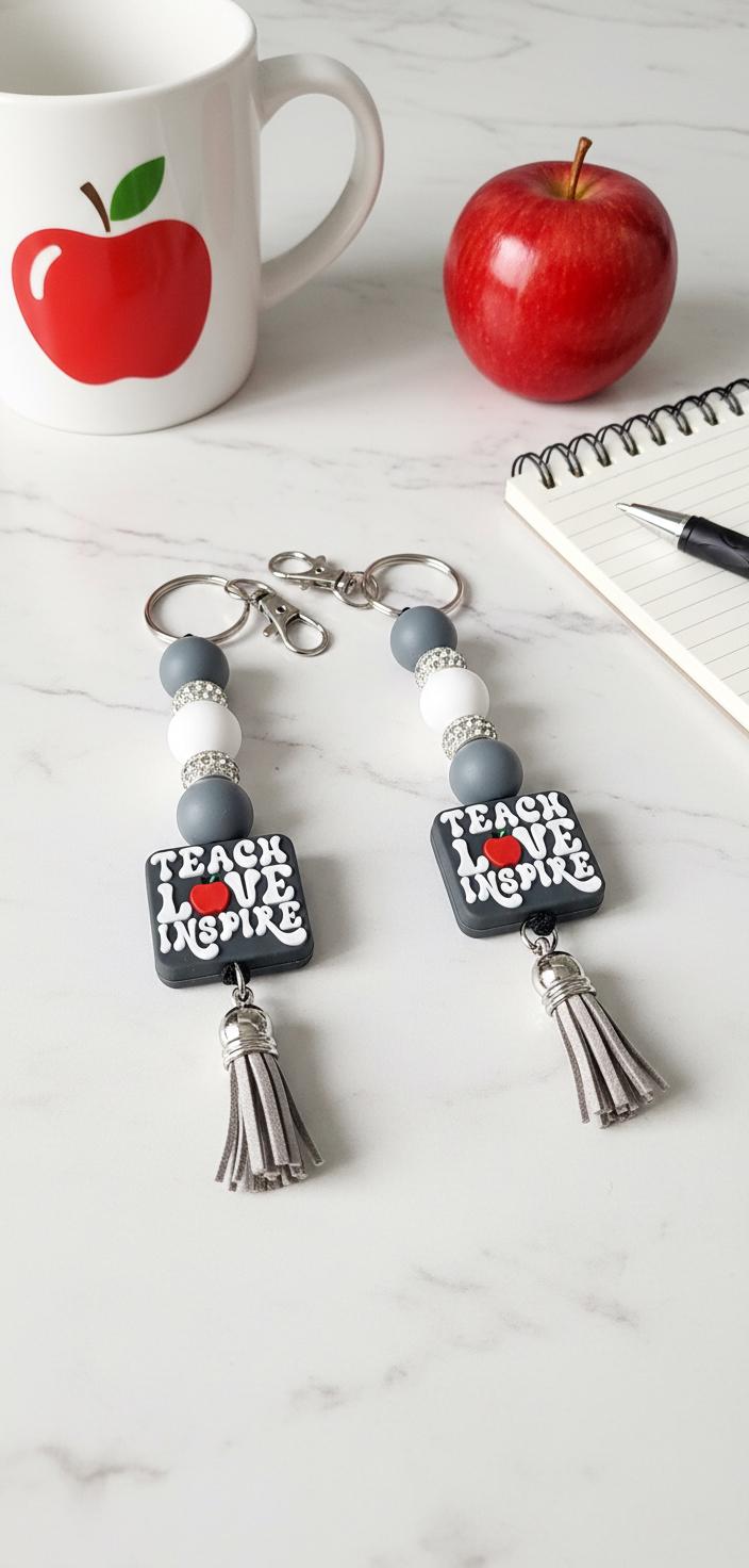 Teach Love Inspire Keychain – Teacher Appreciation Beaded Charm - Hempin Mayhem