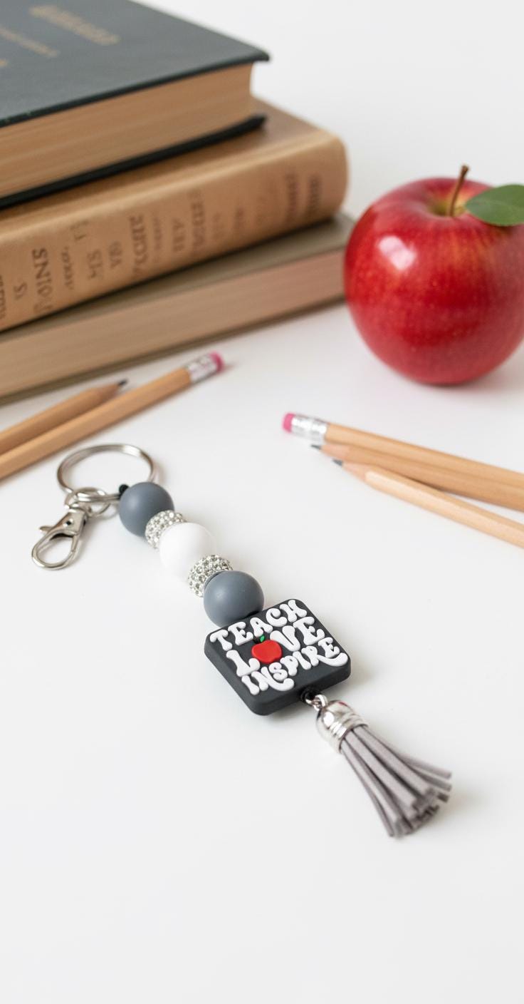Teach Love Inspire Keychain – Teacher Appreciation Beaded Charm - Hempin Mayhem