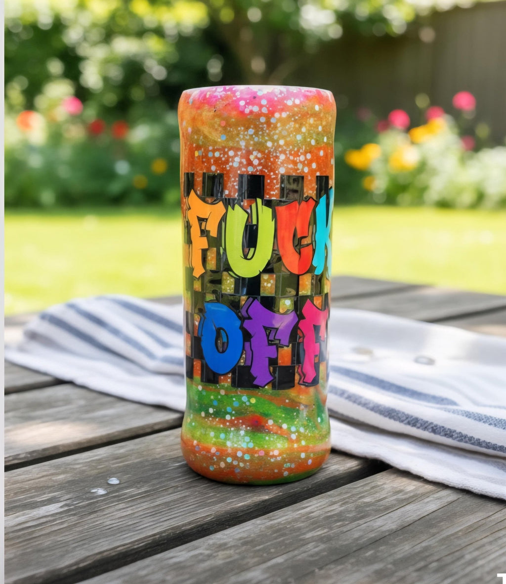 Tie - Dye “F*ck Off” Tumbler, Sassy Stainless Steel Insulated Cup - Hempin Mayhem