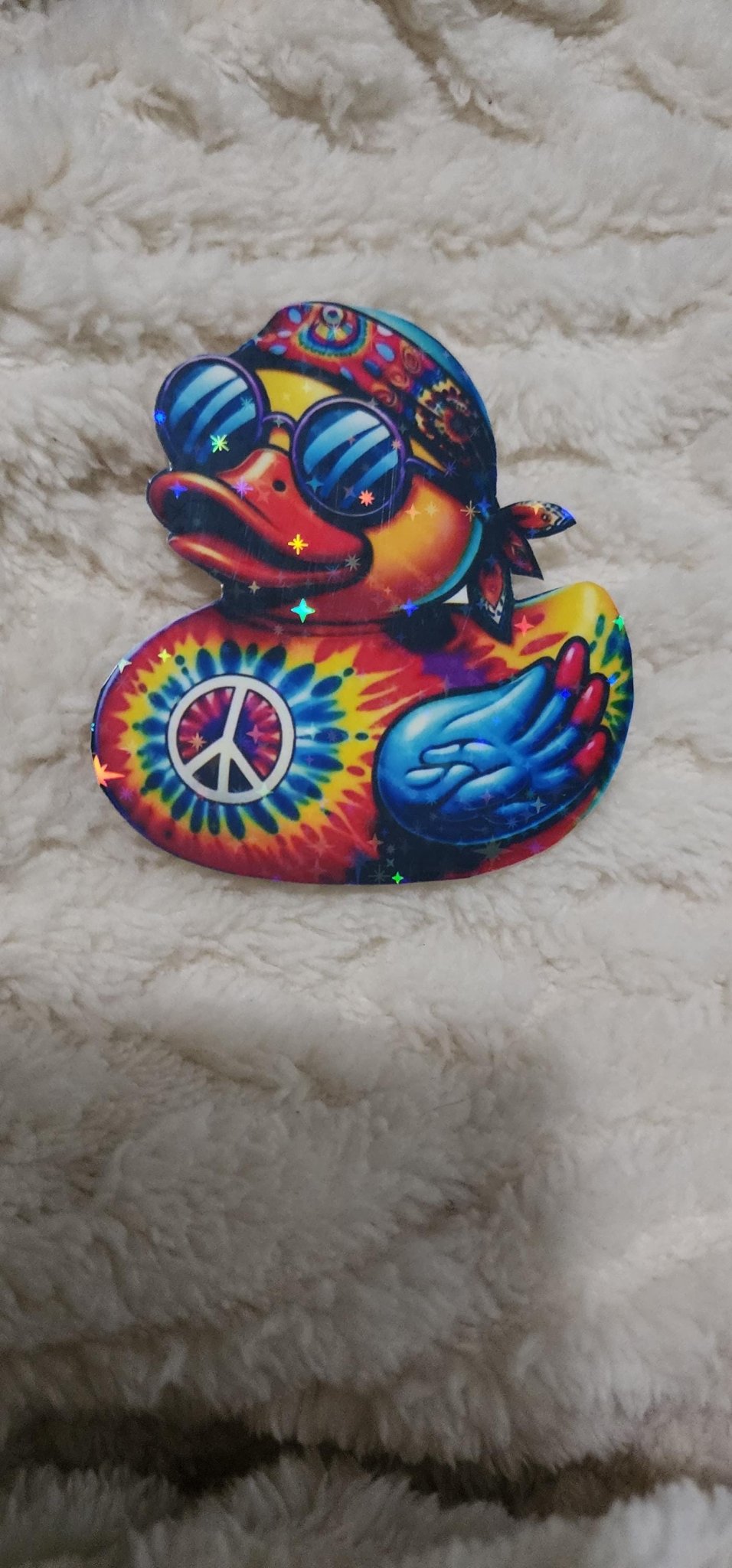 Tie Dye Hippy Duck 3x3 Peace and Love Decal - Hempin Mayhem