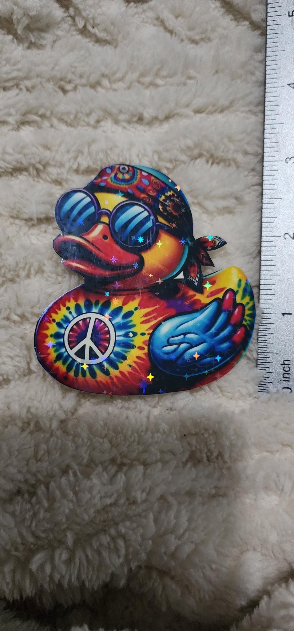 Tie Dye Hippy Duck 3x3 Peace and Love Decal - Hempin Mayhem