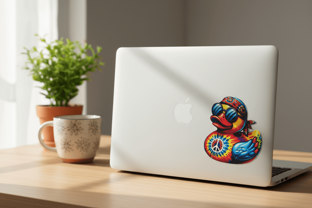 Tie Dye Hippy Duck 3x3 Peace and Love Decal - Hempin Mayhem