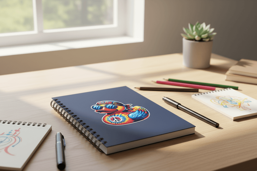 Tie Dye Hippy Duck 3x3 Peace and Love Decal - Hempin Mayhem