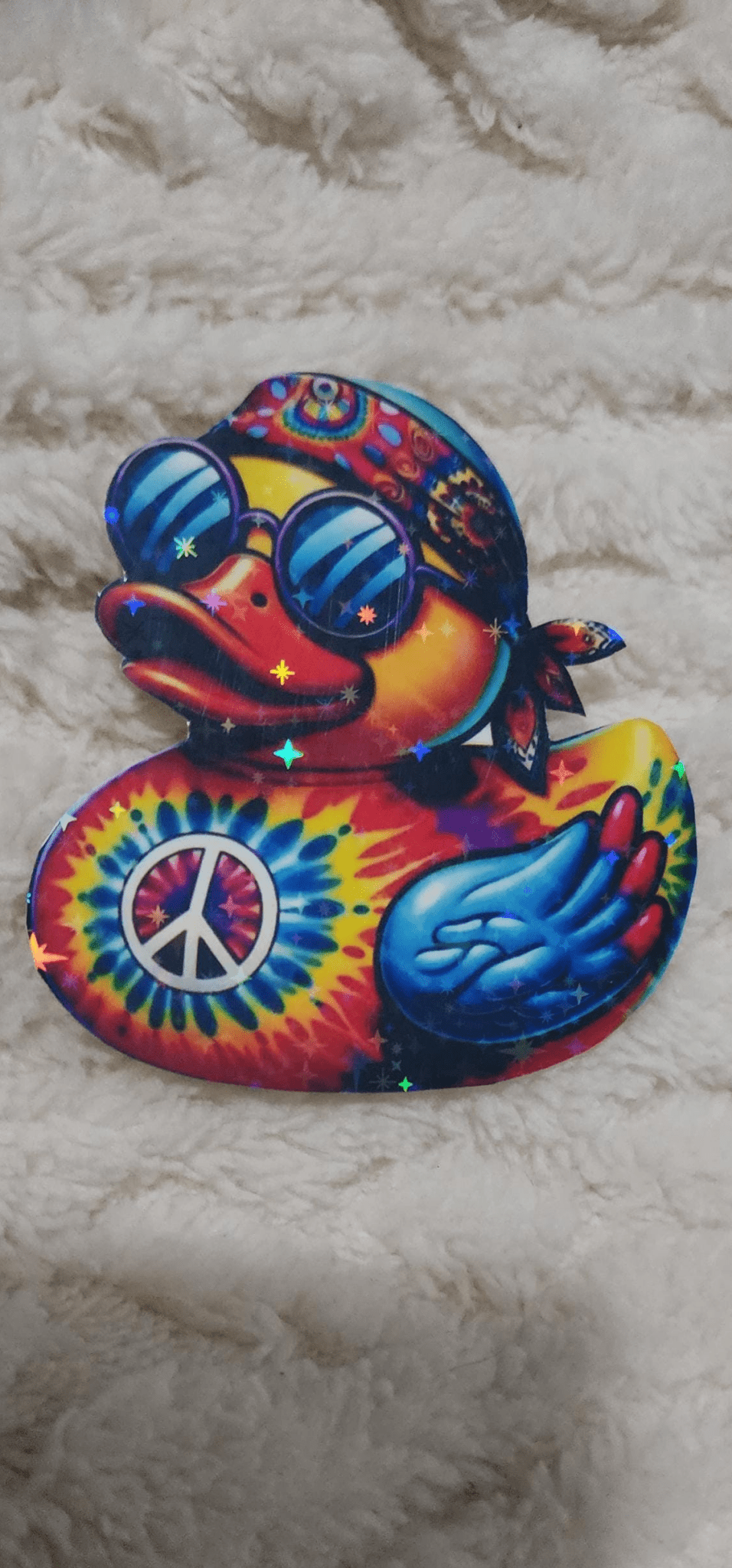 Tie Dye Hippy Duck 3x3 Peace and Love Decal - Hempin Mayhem