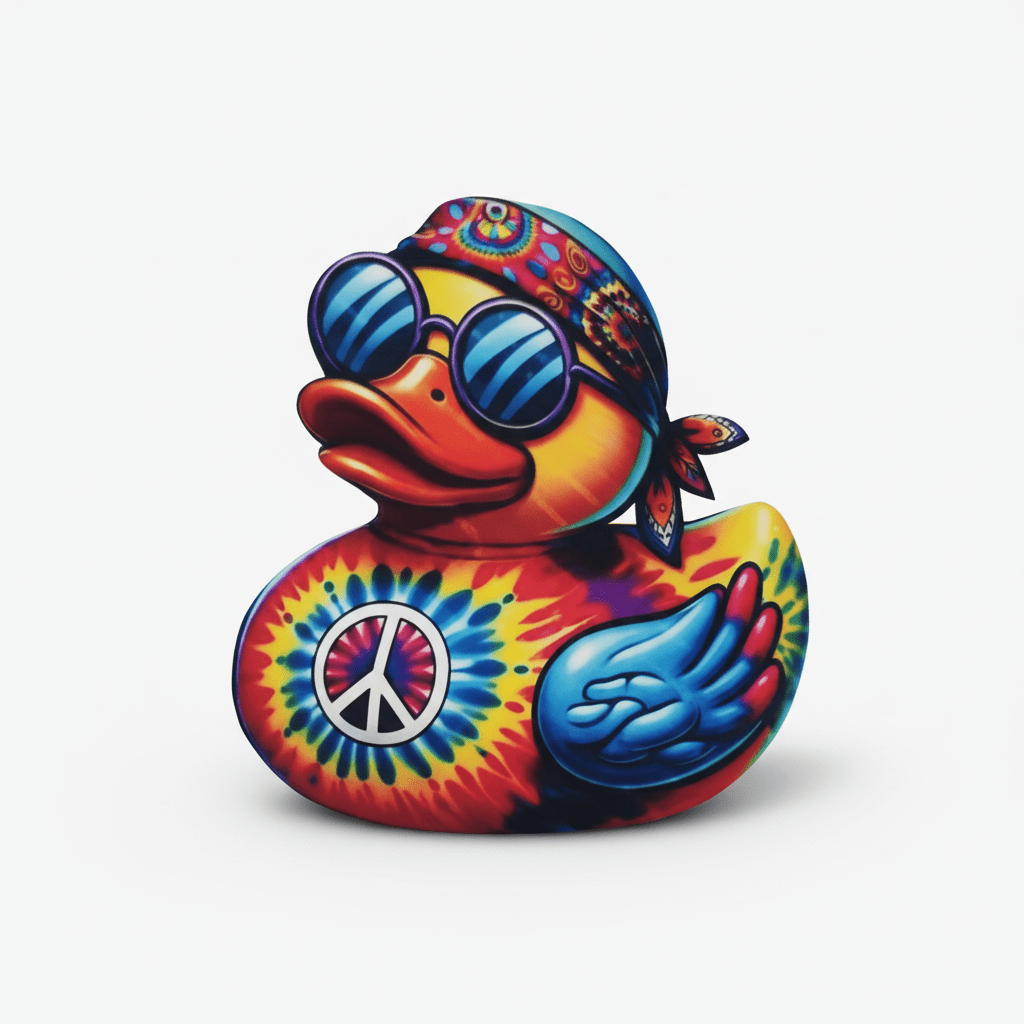 Tie Dye Hippy Duck 3x3 Peace and Love Decal - Hempin Mayhem