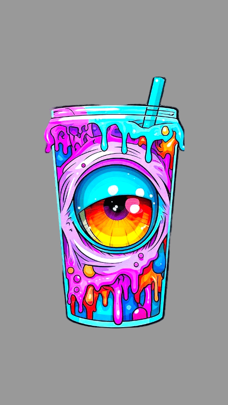 Trippy Eyeball Cup Sticker: Colorful Drippy Vinyl Decal (4x2) **Set of 2** - Hempin Mayhem