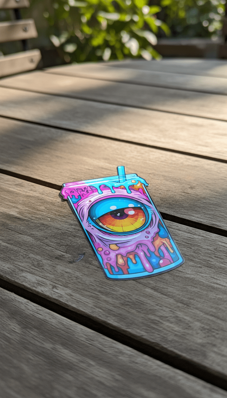 Trippy Eyeball Cup Sticker: Colorful Drippy Vinyl Decal (4x2) **Set of 2** - Hempin Mayhem