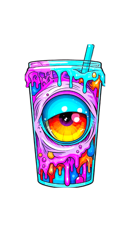 Trippy Eyeball Cup Sticker: Colorful Drippy Vinyl Decal (4x2) **Set of 2** - Hempin Mayhem