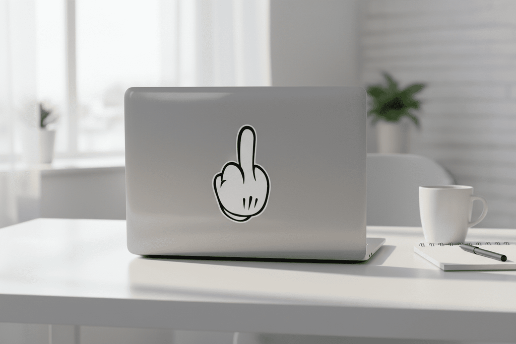 Vintage Cartoon White Gloved Hand Middle Finger Vinyl Sticker 3x3 - Hempin Mayhem