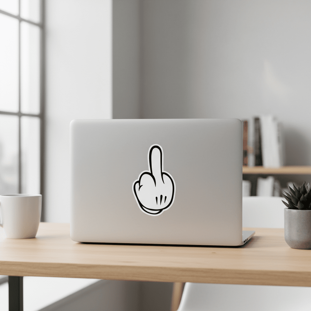 Vintage Cartoon White Gloved Hand Middle Finger Vinyl Sticker 3x3 - Hempin Mayhem