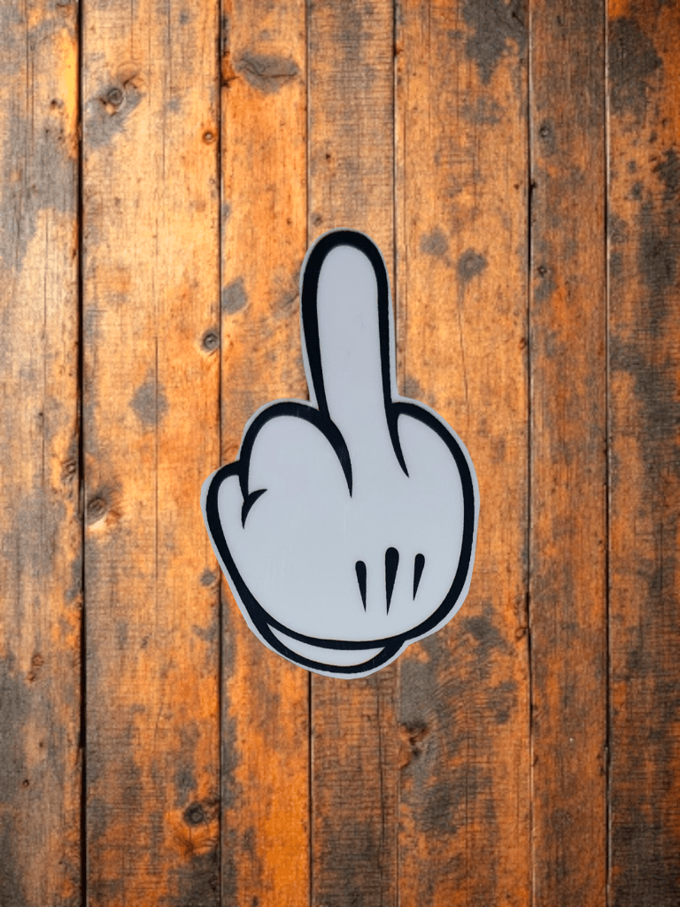 Vintage Cartoon White Gloved Hand Middle Finger Vinyl Sticker 3x3 - Hempin Mayhem