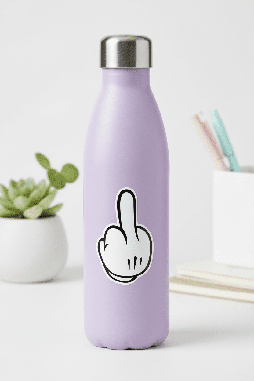 Vintage Cartoon White Gloved Hand Middle Finger Vinyl Sticker 3x3 - Hempin Mayhem