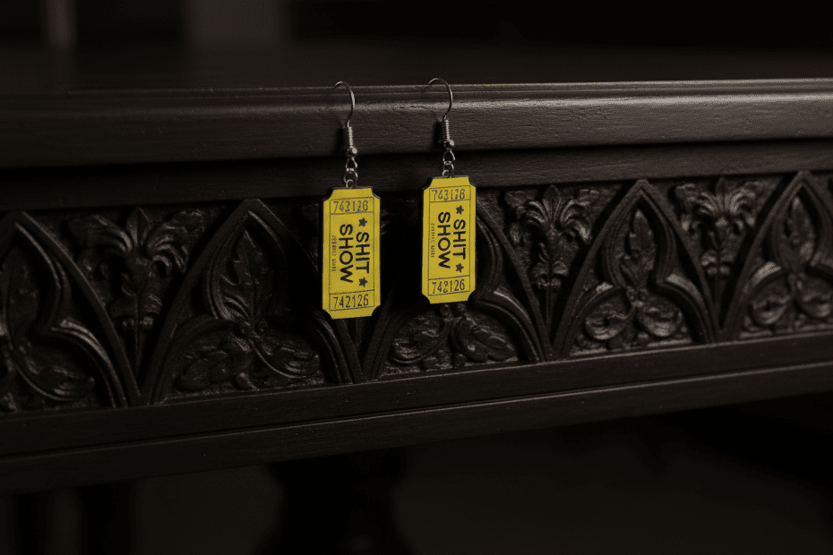 VIP Access to the Sh*t Show – Dangle Earrings for Certified Chaos Queens - Hempin Mayhem