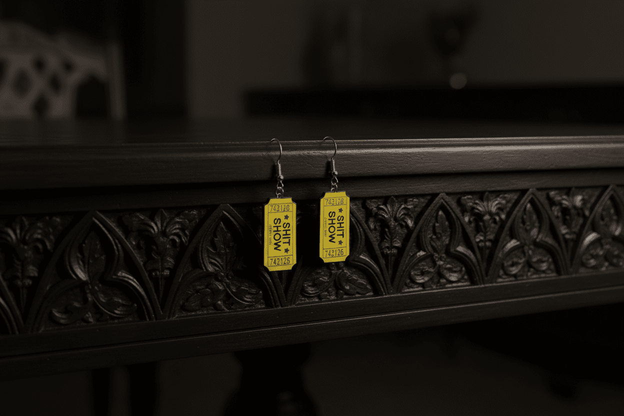 VIP Access to the Sh*t Show – Dangle Earrings for Certified Chaos Queens - Hempin Mayhem