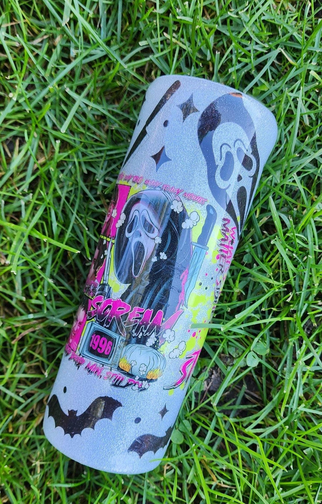 What’s the Matter, Sydney? Ghost Face Horror Movie 20oz Epoxy Tumbler | Scream Inspired Glitter Cup | Scary Movie Fan Gift - Hempin Mayhem