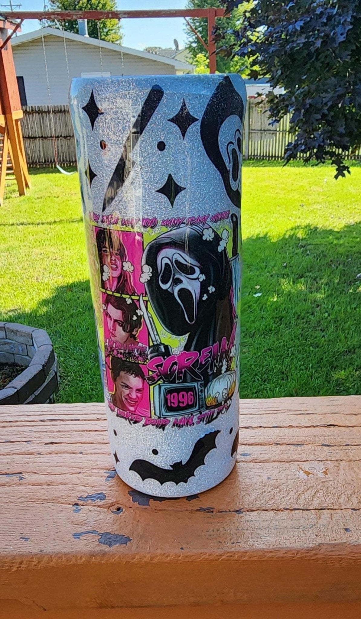 What’s the Matter, Sydney? Ghost Face Horror Movie 20oz Epoxy Tumbler | Scream Inspired Glitter Cup | Scary Movie Fan Gift - Hempin Mayhem