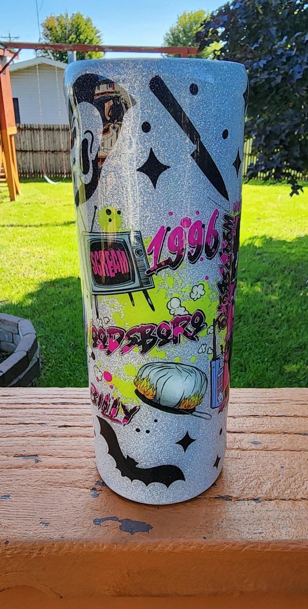 What’s the Matter, Sydney? Ghost Face Horror Movie 20oz Epoxy Tumbler | Scream Inspired Glitter Cup | Scary Movie Fan Gift - Hempin Mayhem