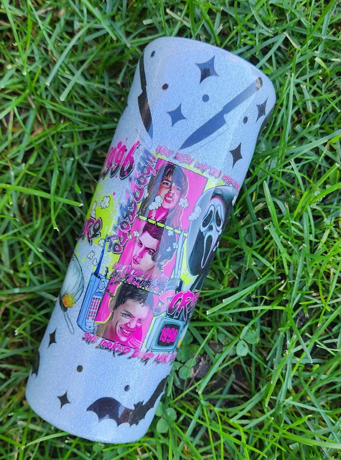 What’s the Matter, Sydney? Ghost Face Horror Movie 20oz Epoxy Tumbler | Scream Inspired Glitter Cup | Scary Movie Fan Gift - Hempin Mayhem