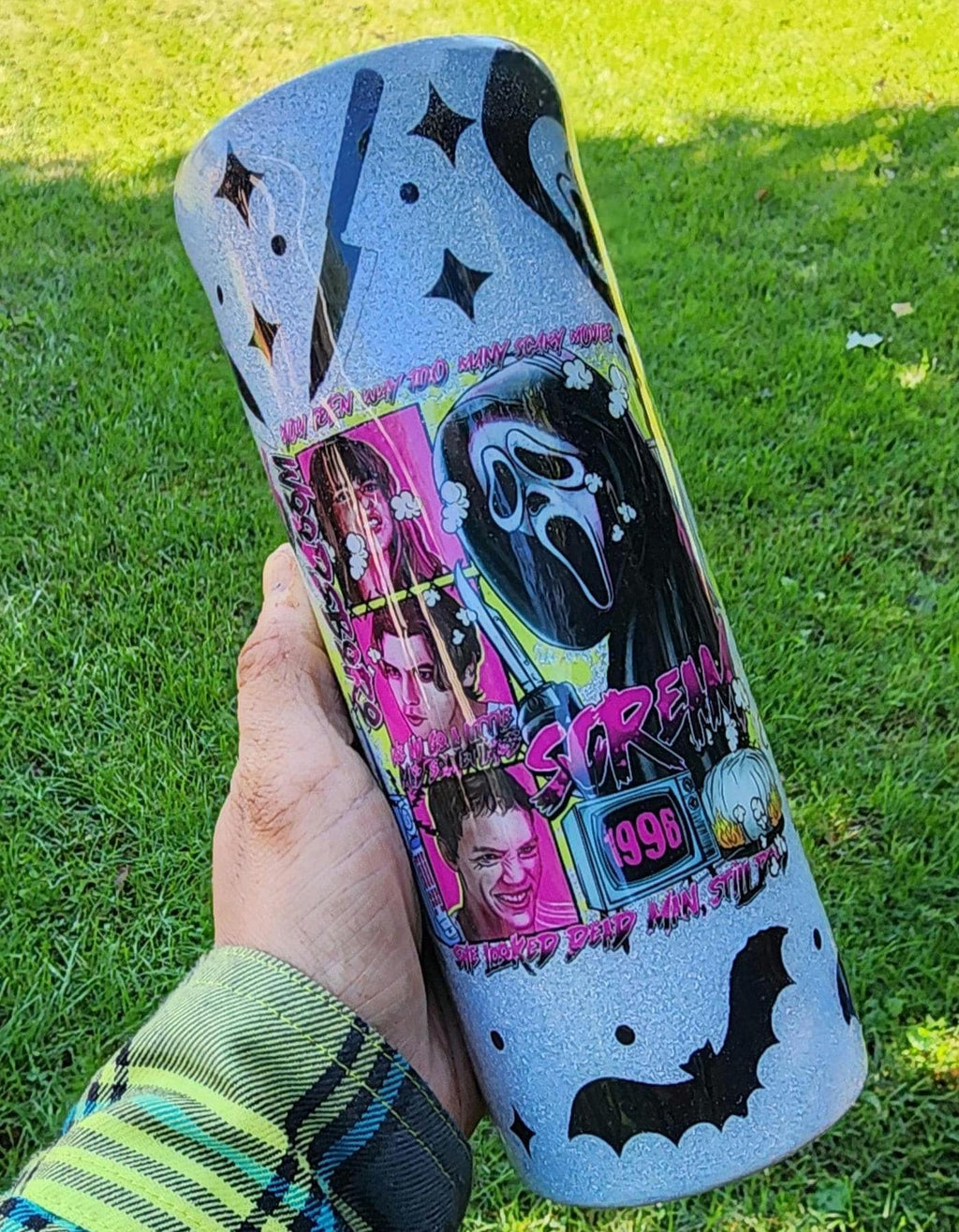 What’s the Matter, Sydney? Ghost Face Horror Movie 20oz Epoxy Tumbler | Scream Inspired Glitter Cup | Scary Movie Fan Gift - Hempin Mayhem