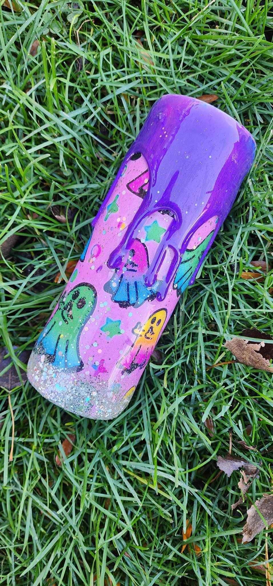 Zero Boos Given Tumbler: Sassy Rainbow Ghost Middle Finger - Spooky Drinkware - Hempin Mayhem